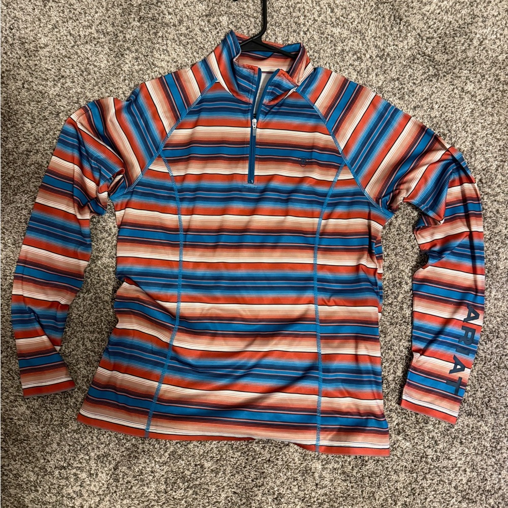 Ariat Kids Long Sleeve Half-Zip Striped Pullover in Blue, Red, White